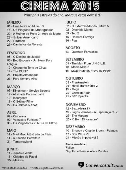 cinema 2015 - datas